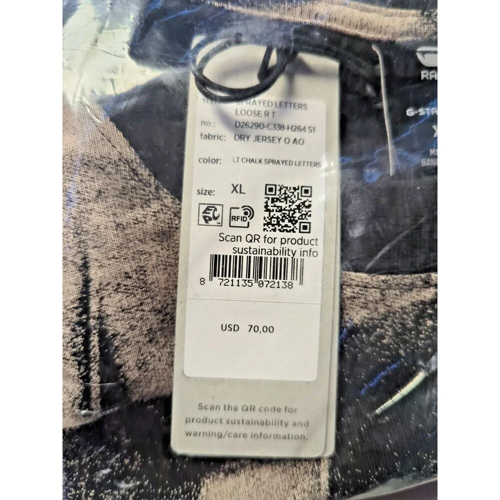 G-Star Raw T-Shirt, Mens XL, G-Star Light Chalk Sprayed Letters Crewneck T-Shirt - Picture 10 of 15